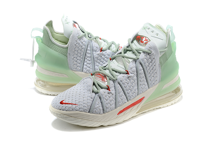 Nike Lebron 18 Grey Gint Green Red Shoes